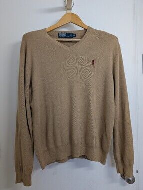 POLO RALPH LAUREN PIMA COTTON V-NECK SWEATER MEN SIZE LARGE